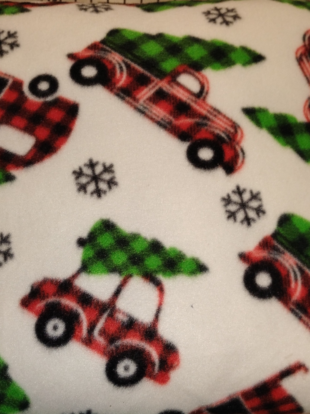 Festive Red & Green Plaid Truck Accent Pillow